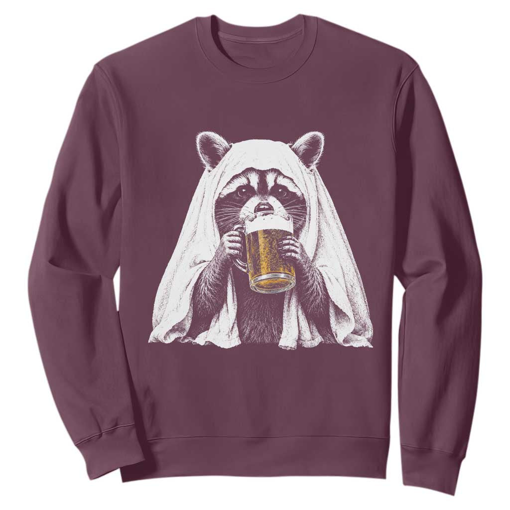 Funny Ghost Raccoon Drinking Beer Feral Halloween Sweatshirt