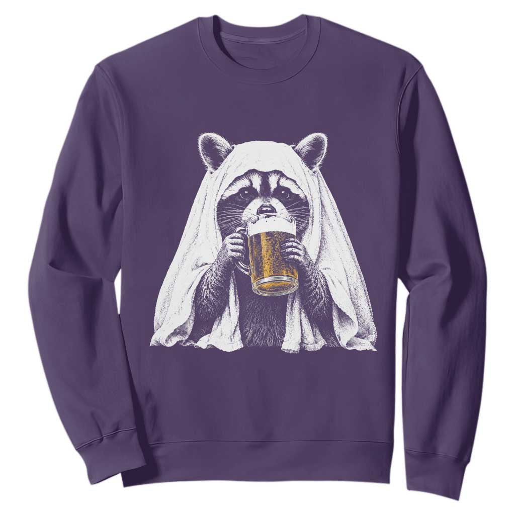 Funny Ghost Raccoon Drinking Beer Feral Halloween Sweatshirt