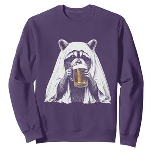 Funny Ghost Raccoon Drinking Beer Feral Halloween Sweatshirt