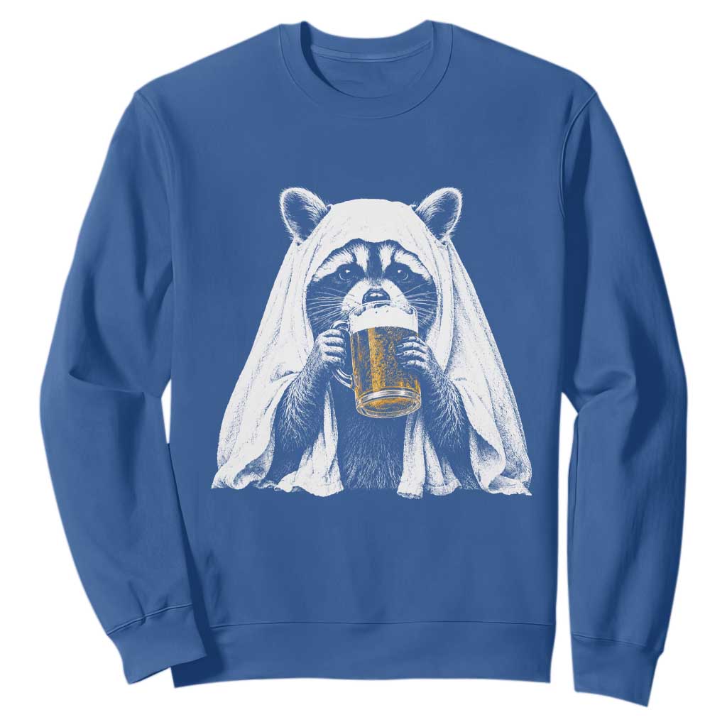 Funny Ghost Raccoon Drinking Beer Feral Halloween Sweatshirt