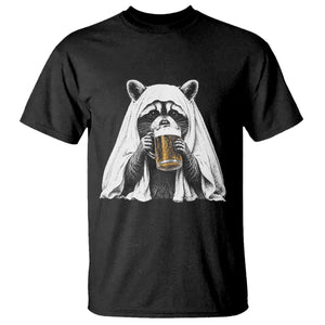 Funny Ghost Raccoon Drinking Beer Feral Halloween T Shirt