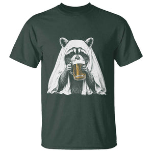 Funny Ghost Raccoon Drinking Beer Feral Halloween T Shirt
