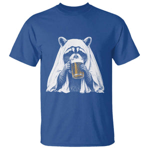 Funny Ghost Raccoon Drinking Beer Feral Halloween T Shirt