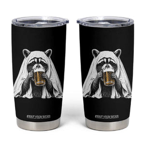 Funny Ghost Raccoon Drinking Beer Feral Halloween Tumbler Cup