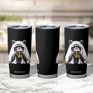 Funny Ghost Raccoon Drinking Beer Feral Halloween Tumbler Cup