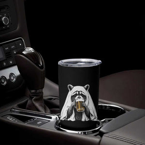 Funny Ghost Raccoon Drinking Beer Feral Halloween Tumbler Cup
