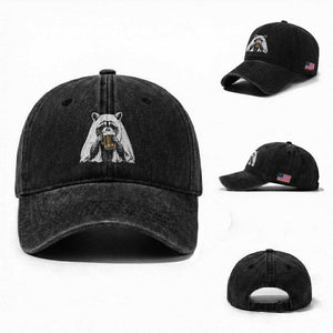 Funny Ghost Raccoon Drinking Beer Feral Halloween Washed Cotton Baseball Cap