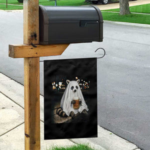 Funny Ghost Raccoon Drinking Beer Feral Halloween Gift Garden Flag