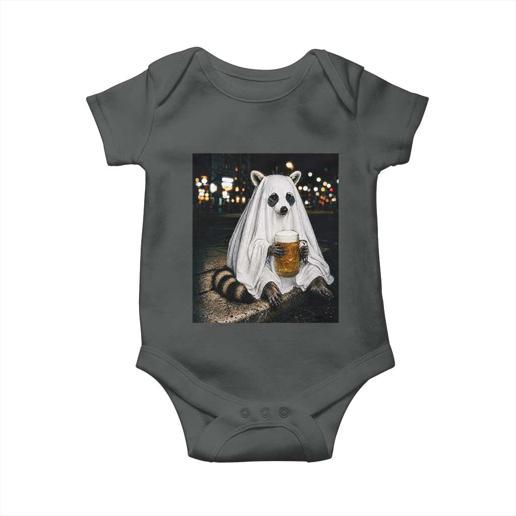 Funny Ghost Raccoon Drinking Beer Feral Halloween Gift Baby Onesie