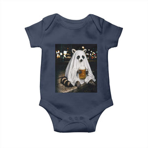 Funny Ghost Raccoon Drinking Beer Feral Halloween Gift Baby Onesie