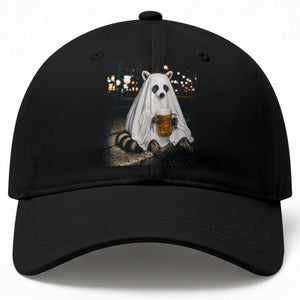 Funny Ghost Raccoon Drinking Beer Feral Halloween Gift Baseball Cap