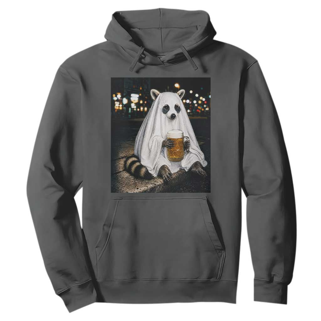 Funny Ghost Raccoon Drinking Beer Feral Halloween Gift Hoodie