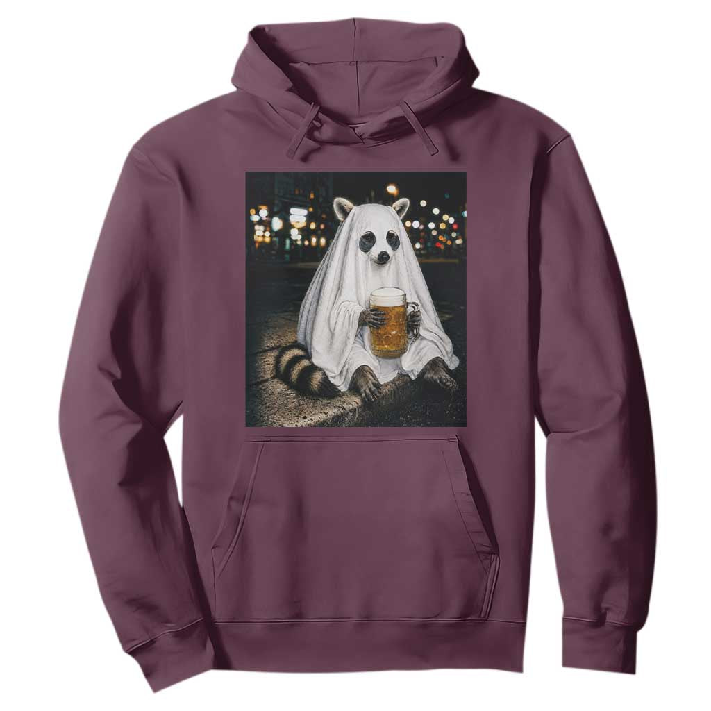 Funny Ghost Raccoon Drinking Beer Feral Halloween Gift Hoodie