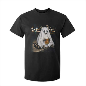 Funny Ghost Raccoon Drinking Beer Feral Halloween Gift T Shirt For Kid