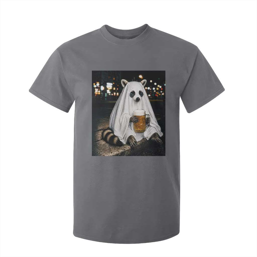 Funny Ghost Raccoon Drinking Beer Feral Halloween Gift T Shirt For Kid