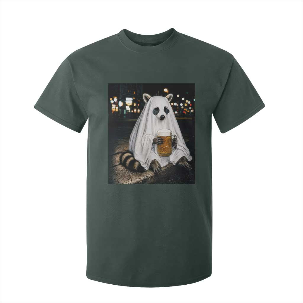Funny Ghost Raccoon Drinking Beer Feral Halloween Gift T Shirt For Kid