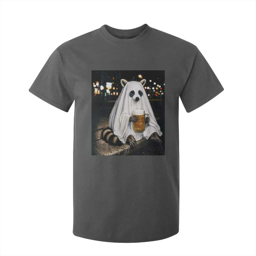 Funny Ghost Raccoon Drinking Beer Feral Halloween Gift T Shirt For Kid