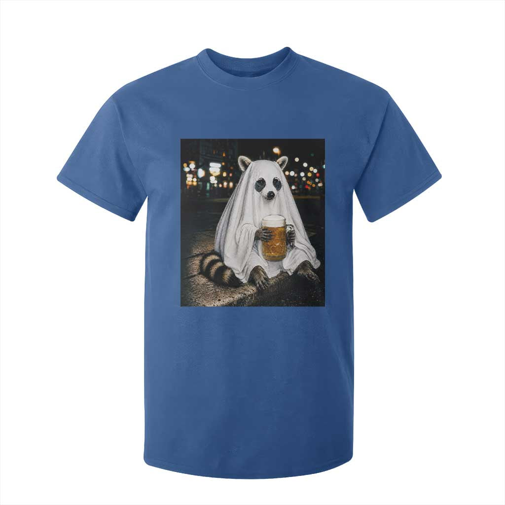 Funny Ghost Raccoon Drinking Beer Feral Halloween Gift T Shirt For Kid