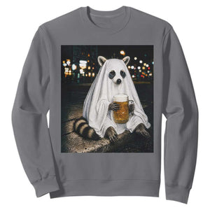 Funny Ghost Raccoon Drinking Beer Feral Halloween Gift Sweatshirt