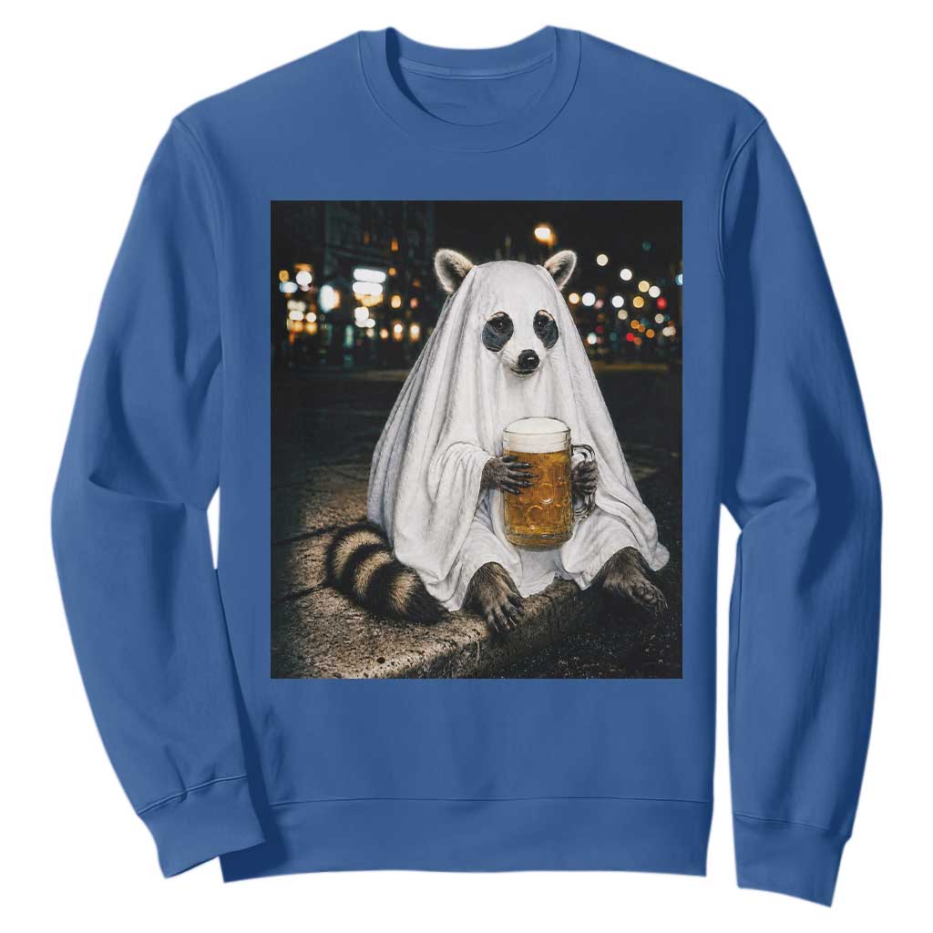 Funny Ghost Raccoon Drinking Beer Feral Halloween Gift Sweatshirt