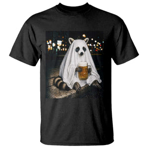 Funny Ghost Raccoon Drinking Beer Feral Halloween Gift T Shirt
