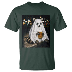Funny Ghost Raccoon Drinking Beer Feral Halloween Gift T Shirt