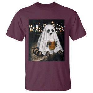 Funny Ghost Raccoon Drinking Beer Feral Halloween Gift T Shirt