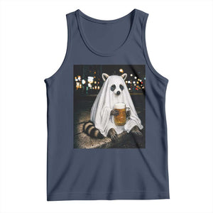 Funny Ghost Raccoon Drinking Beer Feral Halloween Gift Tank Top