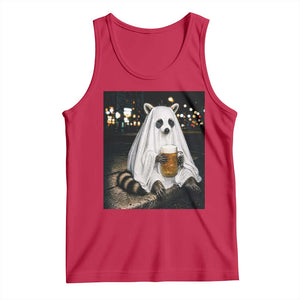 Funny Ghost Raccoon Drinking Beer Feral Halloween Gift Tank Top