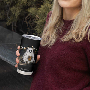 Funny Ghost Raccoon Drinking Beer Feral Halloween Gift Tumbler Cup