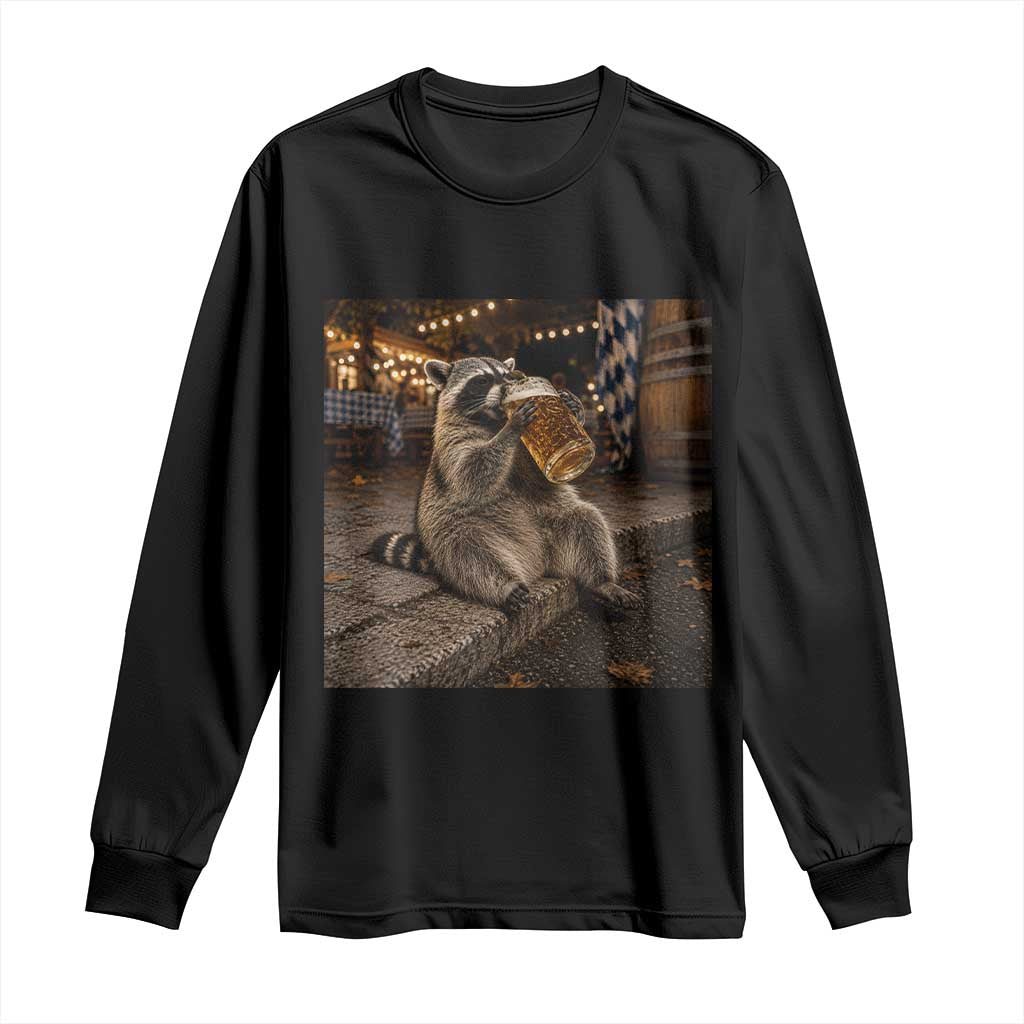 Oktoberfest Raccoon German Beer Festival Drinking Prost Beer Lover Long Sleeve Shirt