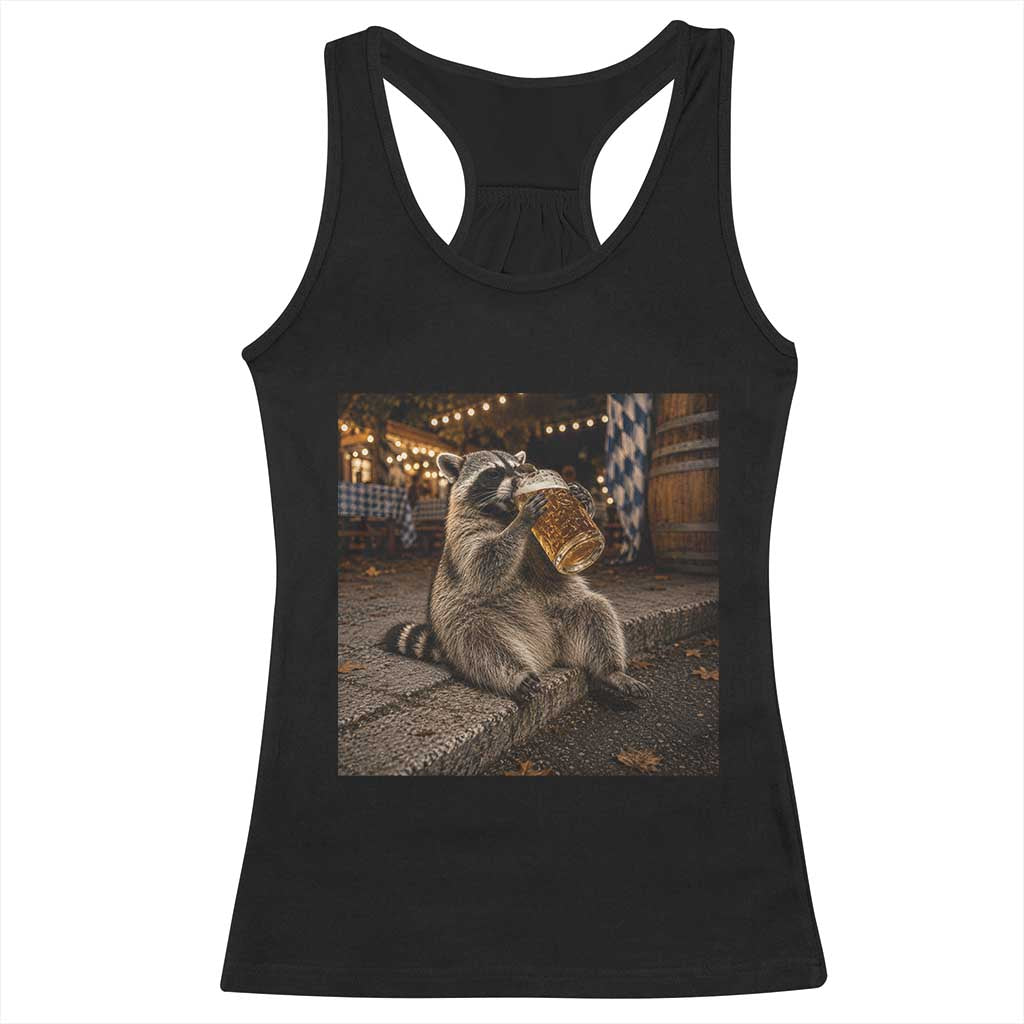 Oktoberfest Raccoon German Beer Festival Drinking Prost Beer Lover Racerback Tank Top