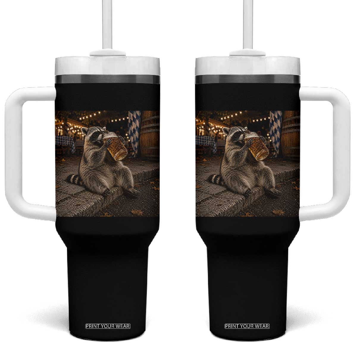 Oktoberfest Raccoon German Beer Festival Drinking Prost Beer Lover Tumbler With Handle