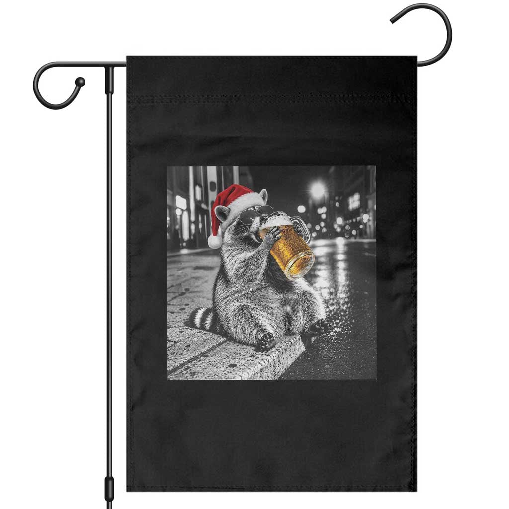 Christmas Raccoon Drinking Beer Trash Panda Feral Garden Flag