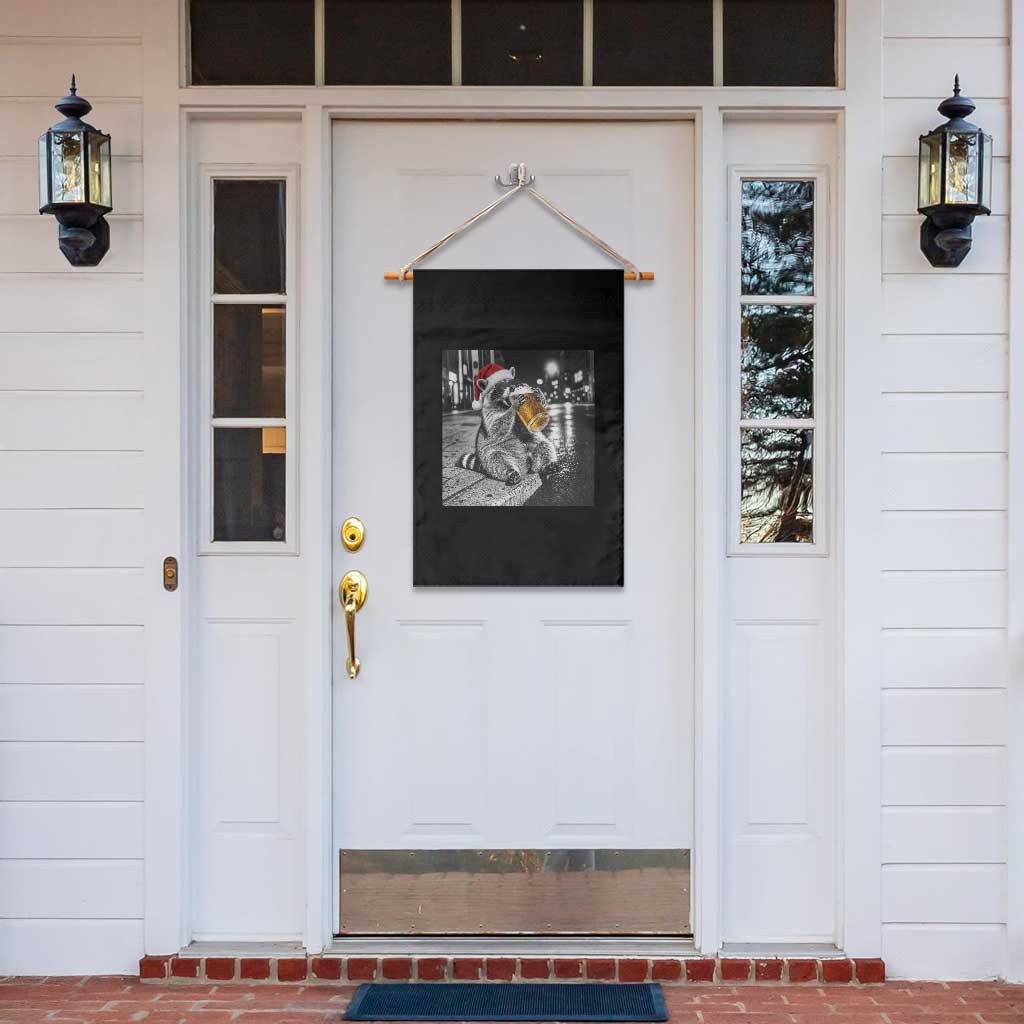 Christmas Raccoon Drinking Beer Trash Panda Feral Garden Flag
