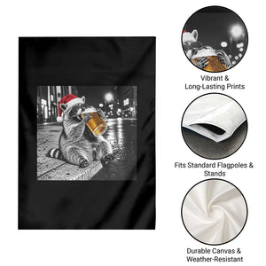 Christmas Raccoon Drinking Beer Trash Panda Feral Garden Flag