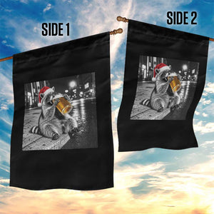 Christmas Raccoon Drinking Beer Trash Panda Feral Garden Flag