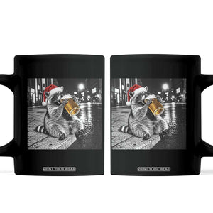 Christmas Raccoon Drinking Beer Trash Panda Feral Coffee Mug