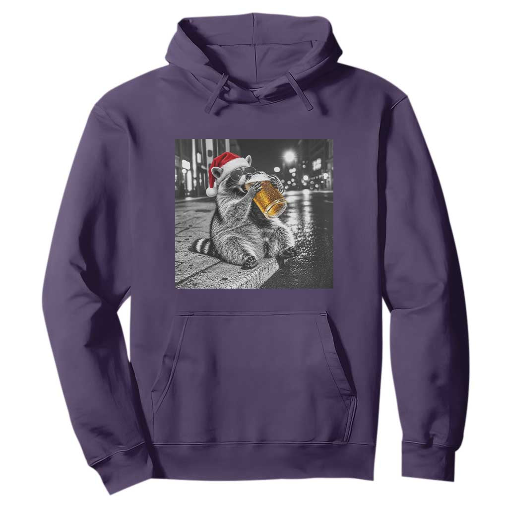 Christmas Raccoon Drinking Beer Trash Panda Feral Hoodie
