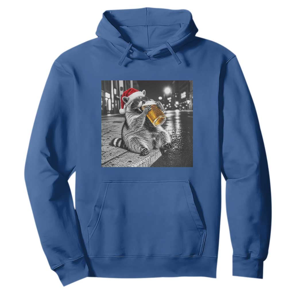 Christmas Raccoon Drinking Beer Trash Panda Feral Hoodie