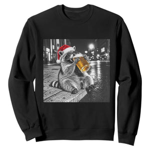 Christmas Raccoon Drinking Beer Trash Panda Feral Sweatshirt