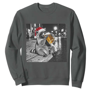 Christmas Raccoon Drinking Beer Trash Panda Feral Sweatshirt