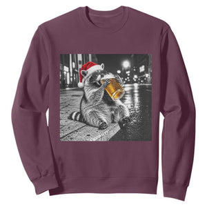Christmas Raccoon Drinking Beer Trash Panda Feral Sweatshirt
