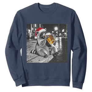 Christmas Raccoon Drinking Beer Trash Panda Feral Sweatshirt
