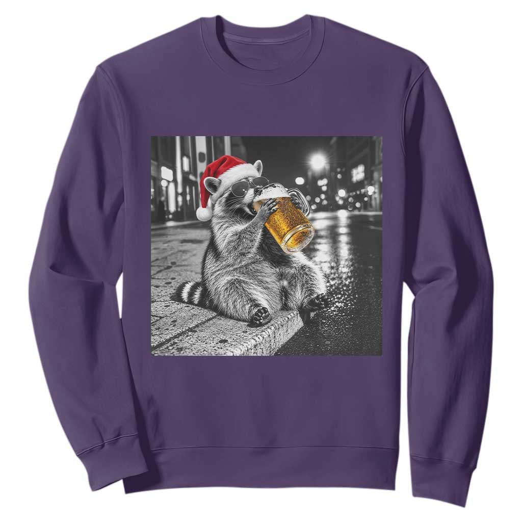 Christmas Raccoon Drinking Beer Trash Panda Feral Sweatshirt