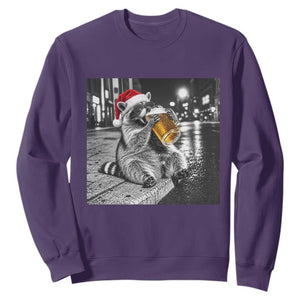 Christmas Raccoon Drinking Beer Trash Panda Feral Sweatshirt