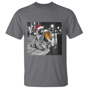 Christmas Raccoon Drinking Beer Trash Panda Feral T Shirt