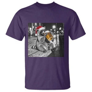 Christmas Raccoon Drinking Beer Trash Panda Feral T Shirt