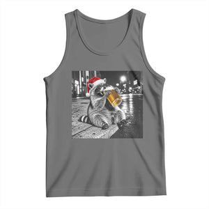 Christmas Raccoon Drinking Beer Trash Panda Feral Tank Top