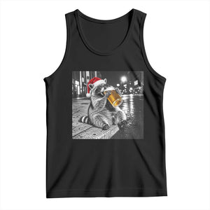 Christmas Raccoon Drinking Beer Trash Panda Feral Tank Top